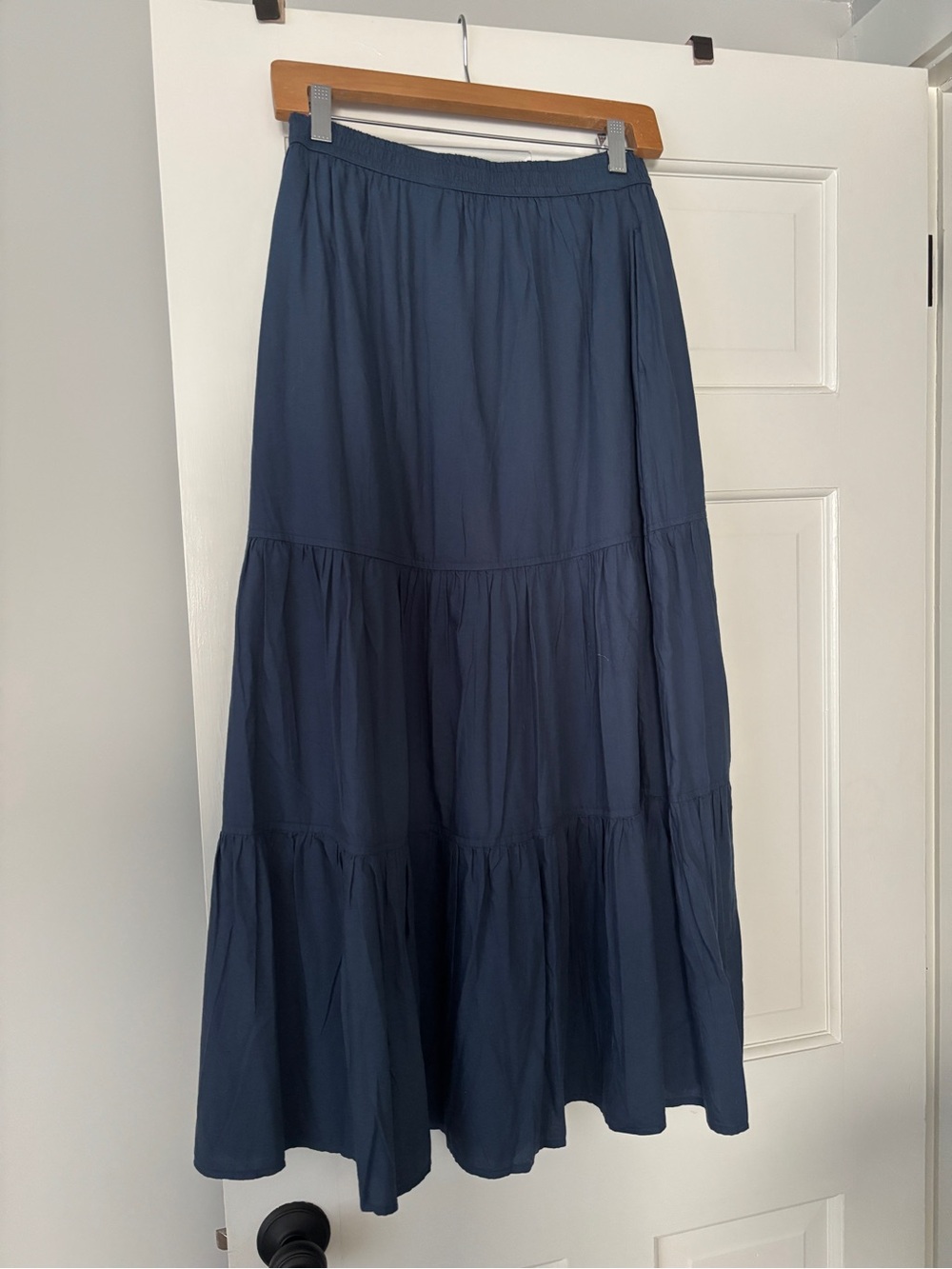 French Navy Sunset Light Gauze Tiered Skir